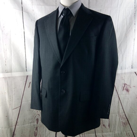 Bill Blass Studio 42R Super 100s 2 Button Charcoal Gray Striped 2pc Suit 37x31 - Picture 7 of 16
